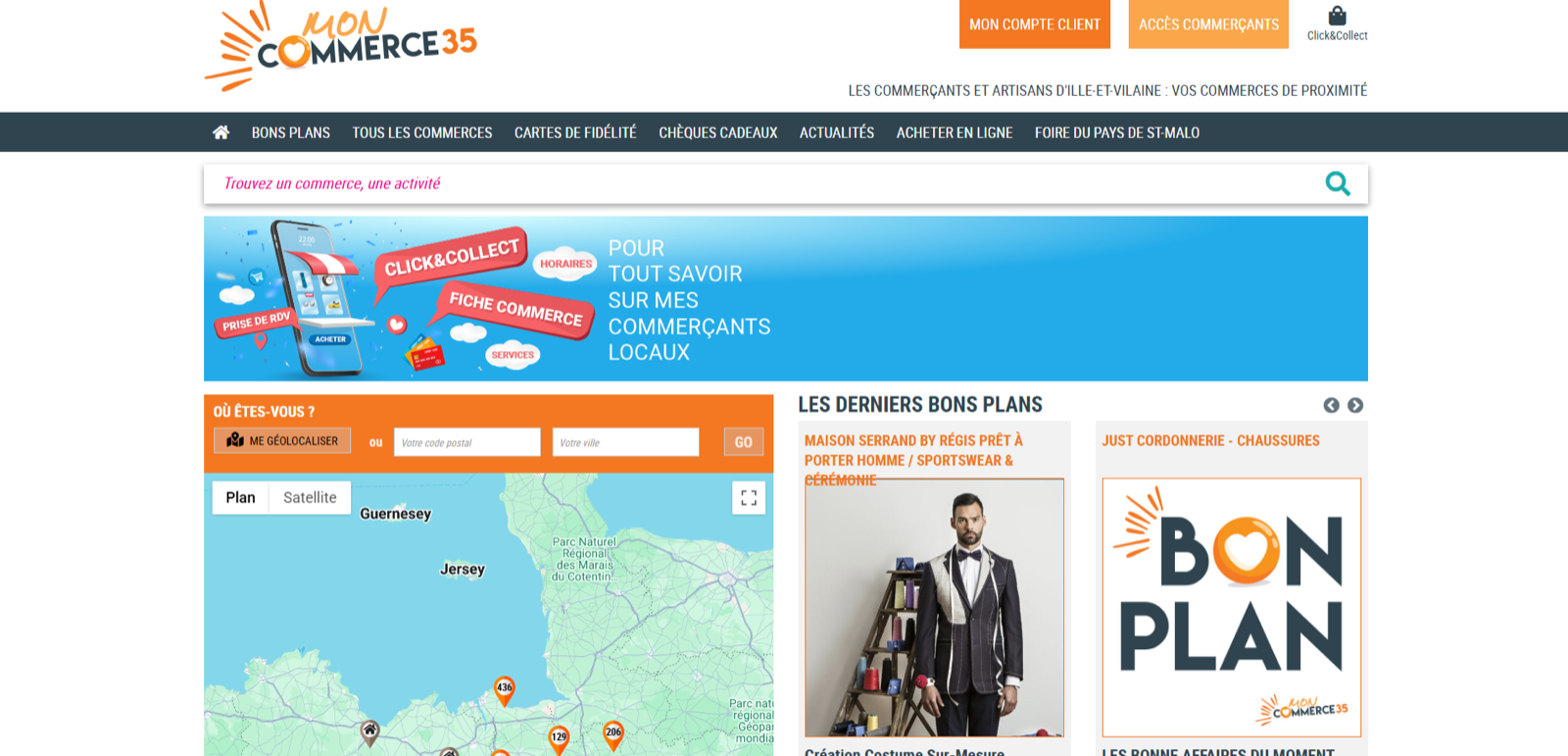 Interface moncommerce35.fr — accueil